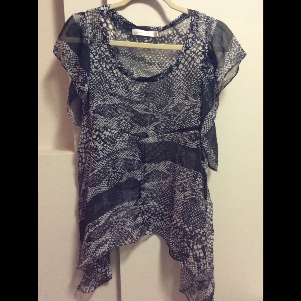 MINKPINK sheer sleeveless snake print blouse
